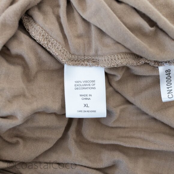 New York & Co Waterfall Neckline Tan Sleeveless Top XL Sequins Cowl Draped Y2K - Picture 5 of 10